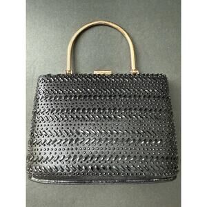 D’Margaux Rhinestone Evening Bag Clutch Shoulder Chain Black Formal Prom New